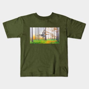 Great Grey Owl in Autumn Kids T-Shirt